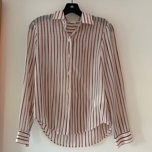 Women’s 100% silk dress shirt - red and white stripe